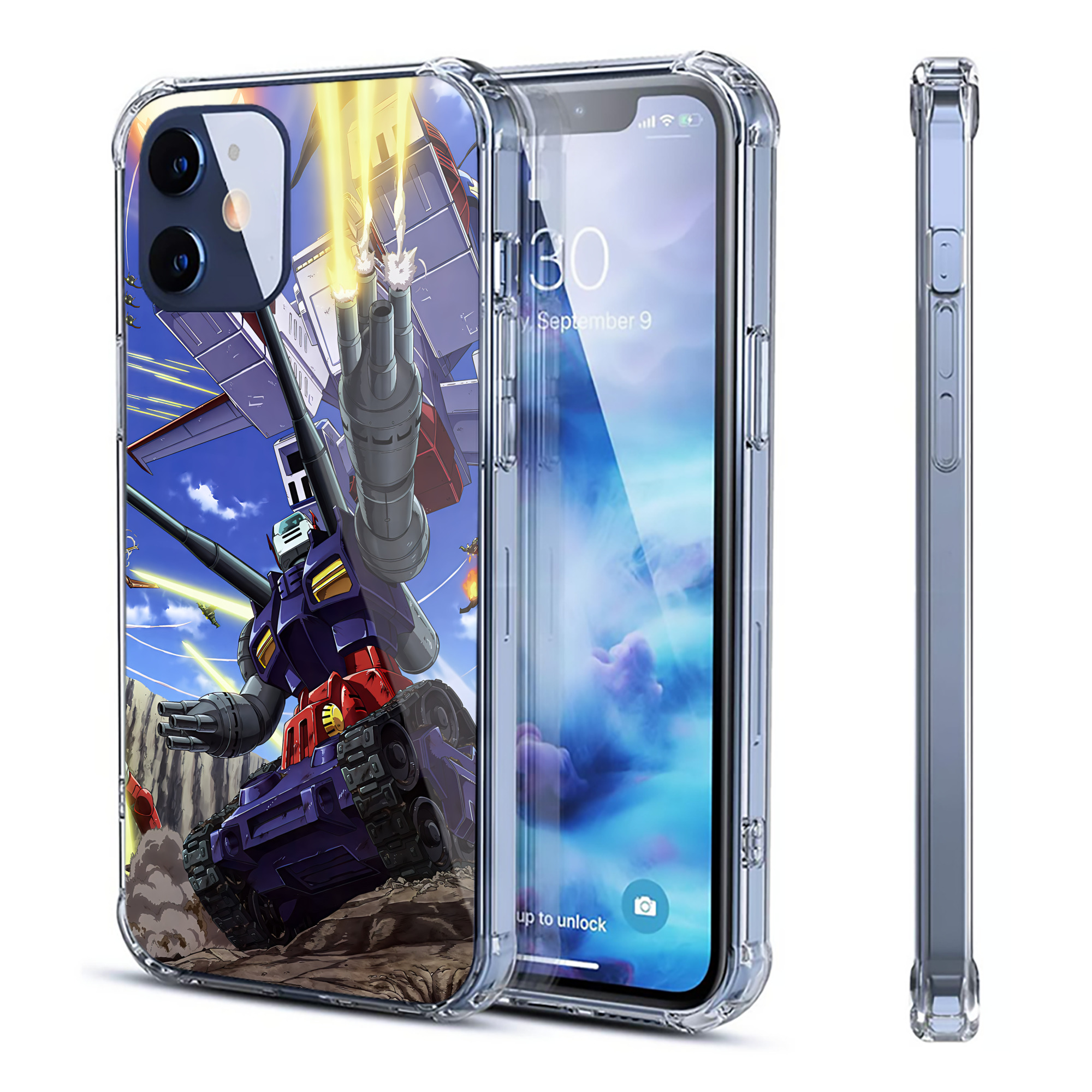 （画像用） 機動戦士ガンダム Mobile Suit Gundam 【iPhone 12シリーズ対応】透明スマホケース（クリアソフトケース）